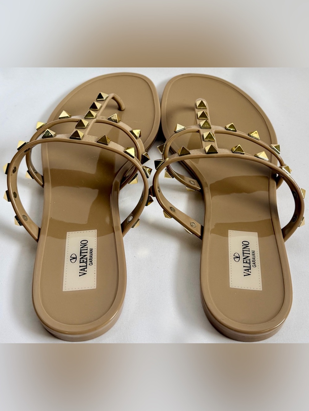 Valentino Garavani Rockstud Nude Jelly Studded T-Strap Thong Sandals EU 38 - Picture 9 of 12